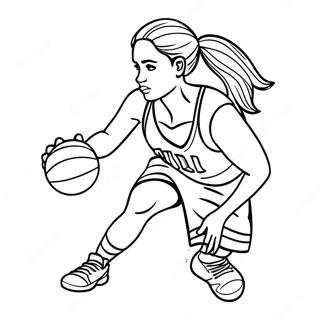 Meisje Basketbalspeler Dribbelen Kleurplaat 48264-40112