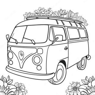 Kleurige Hippie Bus Met Bloemen Kleurplaat 48525-40319