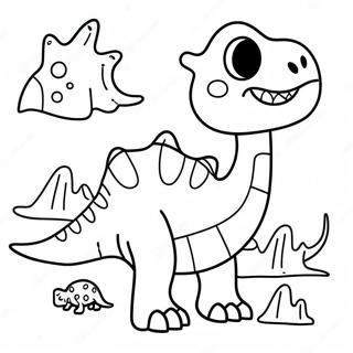 Dino Dana Met Kleurrijke Dinosaurussen Kleurplaat 48695-40460