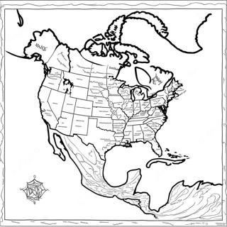 Gedetailleerde Kleurplaat Van De Kaart Van Noord Amerika 48805-40557