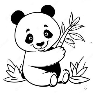 Schattige Panda Die Met Bamboe Speelt Kleurplaat 48875-40598