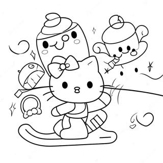 Schattige Hello Kitty Schaatsen Met Vrienden Kleurplaat 49205-40865