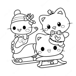 Schattige Hello Kitty Schaatsen Met Vrienden Kleurplaat 49205-40866