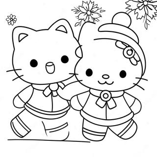 Schattige Hello Kitty Schaatsen Met Vrienden Kleurplaat 49205-40867