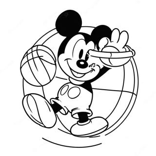 Mickey Mouse Dunkend Met Een Basketbal Kleurplaat 49355-40989