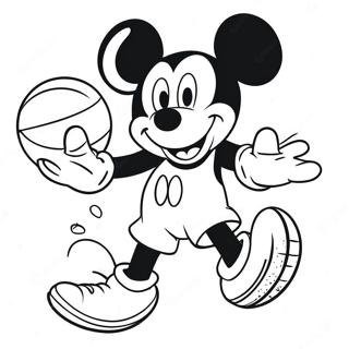 Mickey Mouse Dunkend Met Een Basketbal Kleurplaat 49355-40990