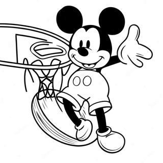 Mickey Mouse Dunkend Met Een Basketbal Kleurplaat 49355-40991