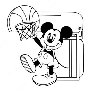 Mickey Mouse Dunkend Met Een Basketbal Kleurplaat 49355-40992