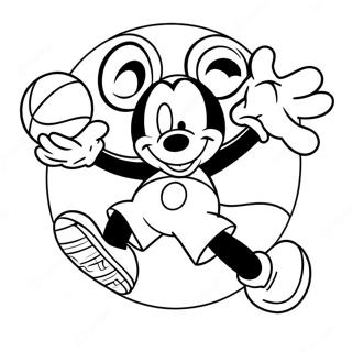 Mickey Mouse Dunkend Met Een Basketbal Kleurplaat 49355-41186