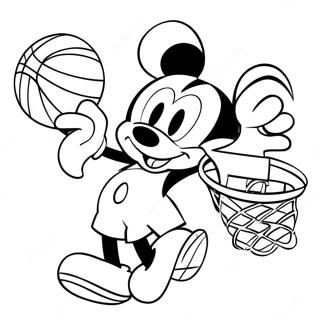 Mickey Mouse Dunkend Met Een Basketbal Kleurplaat 49355-41187