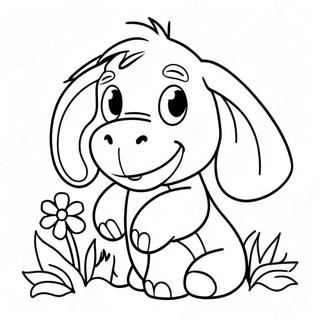 Schattige Kleurplaat Van Baby Eeyore Met Bloemen 49745-41524