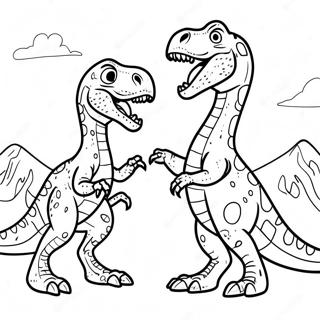 T Rex Vs Velociraptor Gevecht Kleurplaat 49805-41550