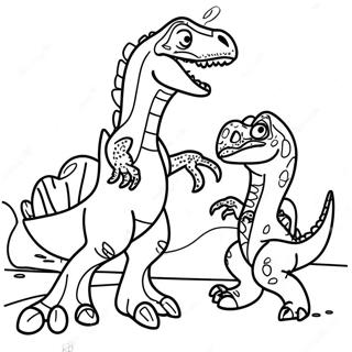 T Rex Vs Velociraptor Gevecht Kleurplaat 49805-41552