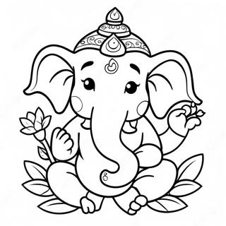 Schattige Ganesha Met Bloemen Kleurplaat 49815-41553