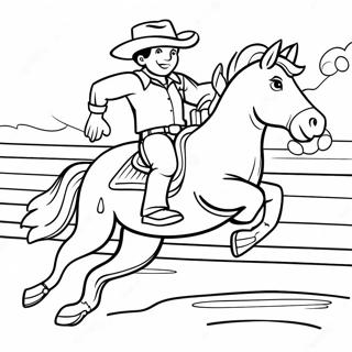 Cowboy Die Op Een Bucking Bronco Rijdt Kleurplaat 5033-4037