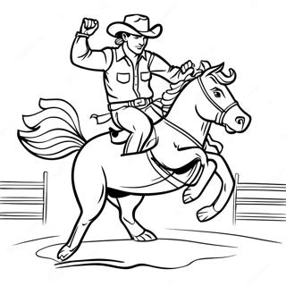 Cowboy Die Op Een Bucking Bronco Rijdt Kleurplaat 5033-4038