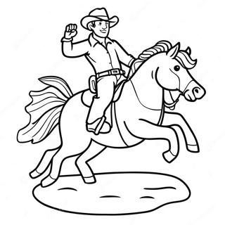 Cowboy Die Op Een Bucking Bronco Rijdt Kleurplaat 5033-4039