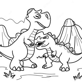 T Rex Vs Triceratops Gevecht Kleurplaat 50365-41996