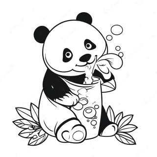 Panda Drinkende Boba Kleurplaten