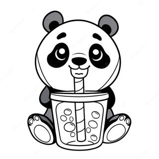 Panda Drinkende Boba Kleurplaten