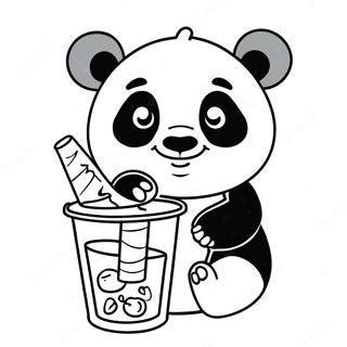 Schattige Panda Die Van Boba Geniet Kleurplaat 50385-42006