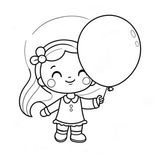 Schattig Klein Meisje Met Een Ballon Kleurplaat 50785-42315