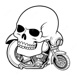 Kleurplaat Van Skull Harley Davidson Motorfiets 51205-42656