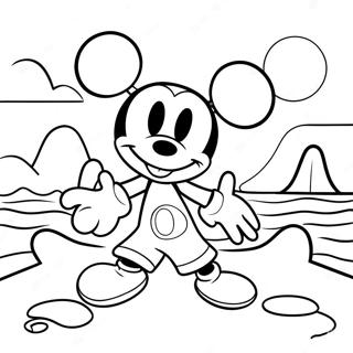 Mickey Mouse Strandplezier Kleurplaat 51345-42765