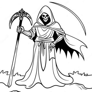 Bedreigende Demon Grim Reaper Met Zeis Kleurplaat 52136-43386