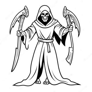 Bedreigende Demon Grim Reaper Met Zeis Kleurplaat 52136-43388