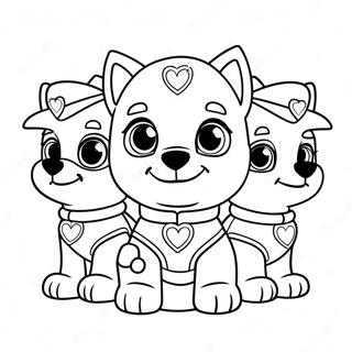 Schattige Paw Patrol Puppies Met Harten Kleurplaat 52347-43549