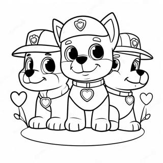 Schattige Paw Patrol Puppies Met Harten Kleurplaat 52347-43551