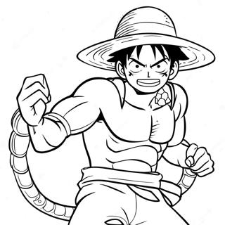 Luffy In Dynamische Slangeman Houding Kleurplaat 52627-43774