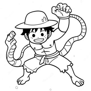 Luffy In Dynamische Slangeman Houding Kleurplaat 52627-43775