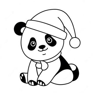 Schattige Kerst Panda Met Santa Hoed Kleurplaat 52897-43979