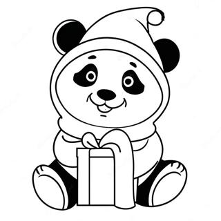 Schattige Kerst Panda Met Santa Hoed Kleurplaat 52897-43980