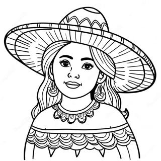 Mexicaans Meisje Met Sombrero Kleurplaat 53117-44166