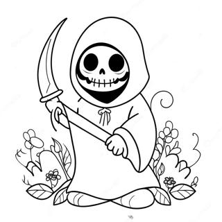 Schattige Grim Reaper Met Bloemen Kleurplaat 53449-44418