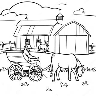 Amish Boerderij Scene Kleurplaat 53488-44431