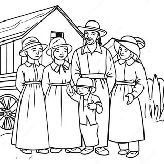 Amish Familie Samenkomst Kleurplaat 53489-44589