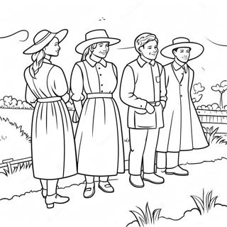 Amish Familie Samenkomst Kleurplaat 53489-44590