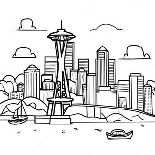 Seattle Skyline Kleurplaat 53528-44478