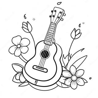 Schattige Ukulele Met Bloemen Kleurplaat 53689-44747