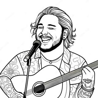 Kleurplaat Van Post Malone Met Gitaar 53839-44882