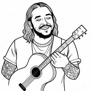 Kleurplaat Van Post Malone Met Gitaar 53839-44883