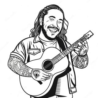 Kleurplaat Van Post Malone Met Gitaar 53839-44884