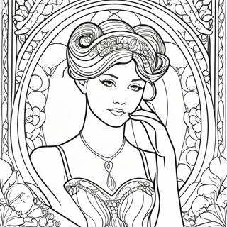 Elegante Art Nouveau Dame Kleurplaat 53939-45001