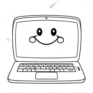 Schattige Laptop Met Glimlachend Gezicht Kleurplaat 54412-45304