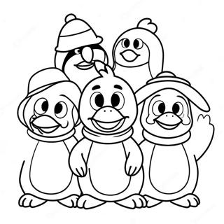 Vrolijke Club Penguin Personages Kleurplaat 54602-45451