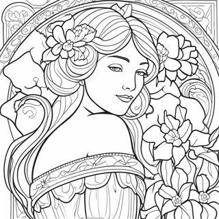 Alphonse Mucha Bloemontwerp Kleurplaat 54661-45494